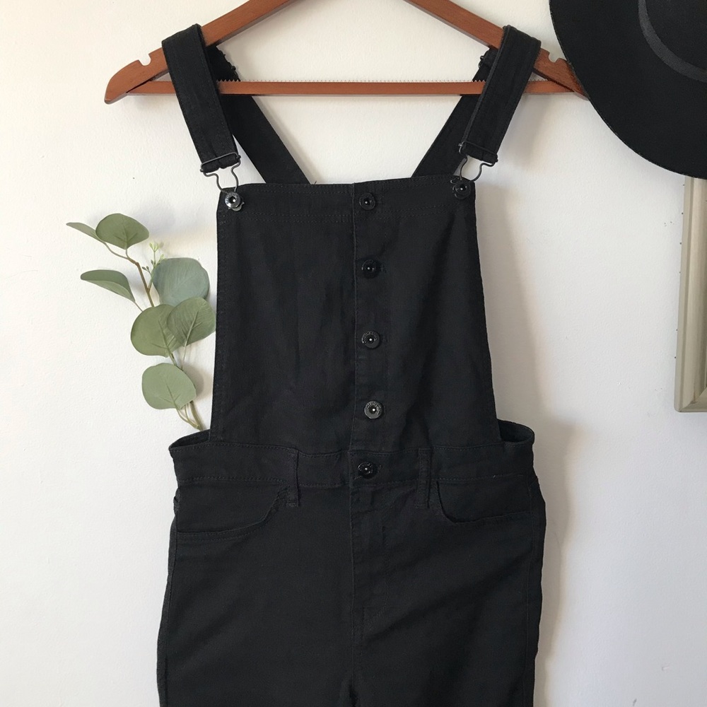 DIVIDED H&M Denim Black Skinny Overalls